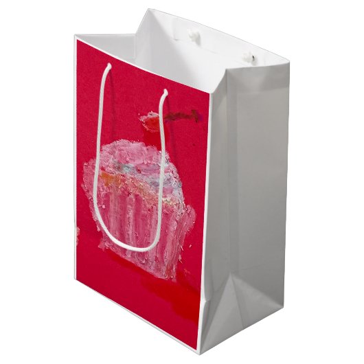 Cupcake with strawberry Frosting Medium Cadeauzakje (Voorkant Gekanteld)