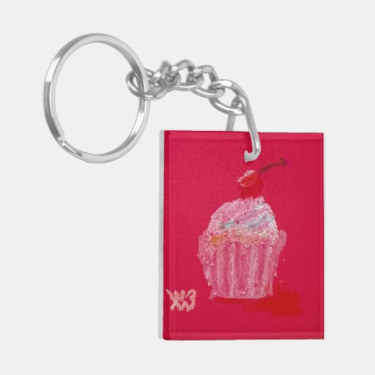 Cupcake with strawberry Frosting Sleutelhanger (Voorkant Links)