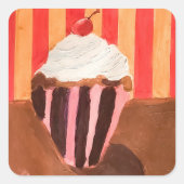 Cupcake with Vanilla Frosting Vierkante Sticker (Voorkant)