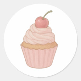 Cupcake with whipped cream and cherry ronde sticker