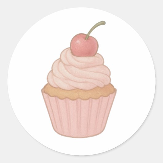 Cupcake with whipped cream and cherry ronde sticker (Voorkant)