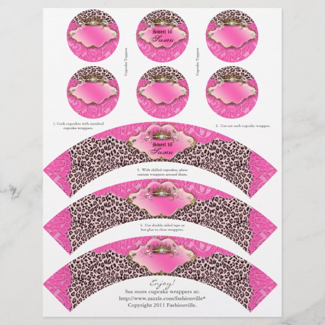 Cupcake Wrappers Leopard Crown Zebra w/Toppers (Voorkant)