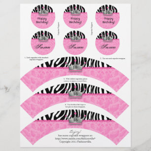 Cupcake Wrappers Princess Crown Zebra w/Toppers