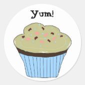 Cupcake Yum Ronde Sticker (Voorkant)