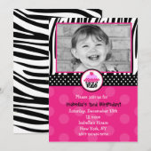 Cupcake Zebra Print Birthday party uitnodigingen (Voorkant / Achterkant)
