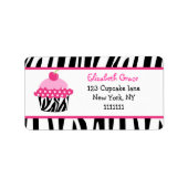 Cupcake Zebra Print Retouradreslabels Etiket (Voorkant)