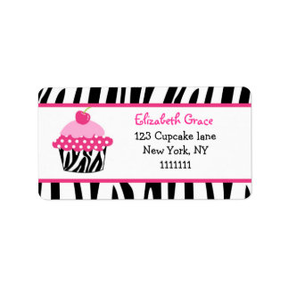 Cupcake Zebra Print Retouradreslabels Etiket