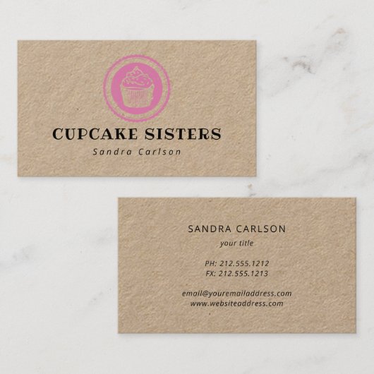 Cupcake-zegel logo rustige kraft visitekaartje (Voorkant / Achterkant)