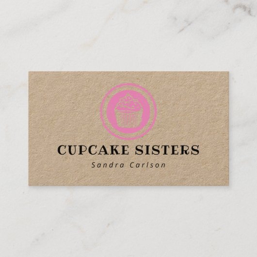 Cupcake-zegel logo rustige kraft visitekaartje (Voorkant)