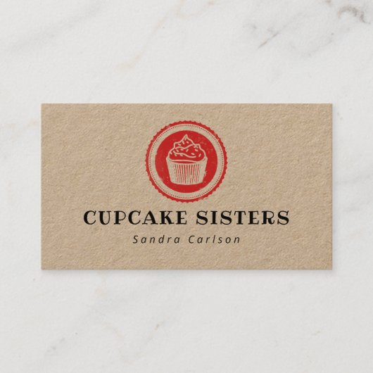Cupcake-zegel logo rustige kraft visitekaartje (Voorkant)