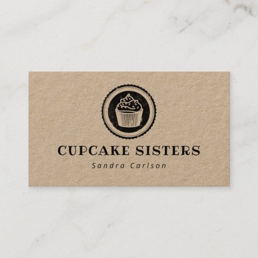 Cupcake-zegel logo rustige kraft visitekaartje (Voorkant)