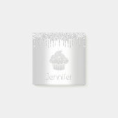 Cupcake zilver glitter druppels monogram naam mode post-it® notes (Voorkant)