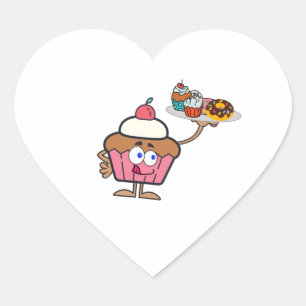 Cupcake zoet je dag hart sticker