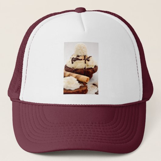 Cupcake Zoete Dessert Feest Shower Chocolade Kunst Trucker Pet (Voorkant)