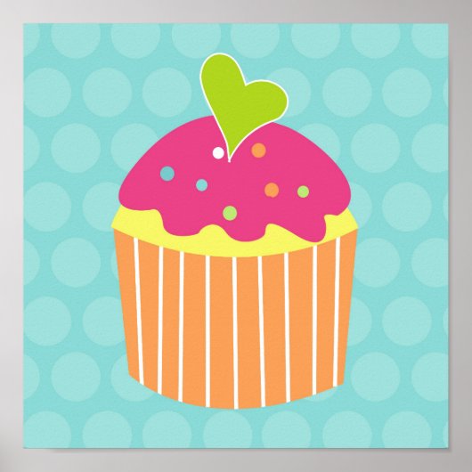 Cupcake Zoete Kinderen Slaapkamer Muur Kunst Print (Voorkant)