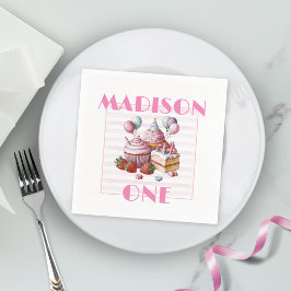 Cupcake zoete Verjaardagsfeestje meisje Waterverf  Servet