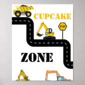 Cupcake Zone Bouw Dump Truck Party Poster (Voorkant)