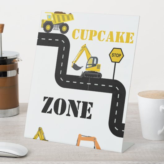 Cupcake Zone Bouw Dump Truck Party Reclamebord Met Voetstuk (Insitu)
