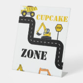 Cupcake Zone Bouw Dump Truck Party Reclamebord Met Voetstuk (Voorkant)