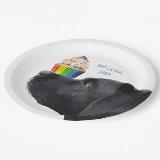 Cupcake - Zwart Lab Papieren Bordje (Gekanteld)