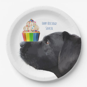 Cupcake - zwart lab papieren bordje