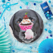 Cupcake - Zwart Lab Papieren Bordje (Feest)
