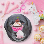 Cupcake - Zwart Lab Papieren Bordje (Feest)