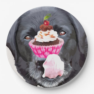 Cupcake - Zwart Lab Papieren Bordje
