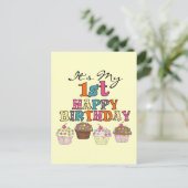  Cupcakes 1st Birthday Tshirts en Gifts Briefkaart (Staand voorkant)