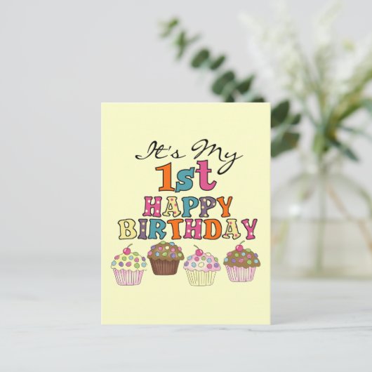  Cupcakes 1st Birthday Tshirts en Gifts Briefkaart (Staand voorkant)