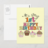  Cupcakes 1st Birthday Tshirts en Gifts Briefkaart (Voorkant / Achterkant)