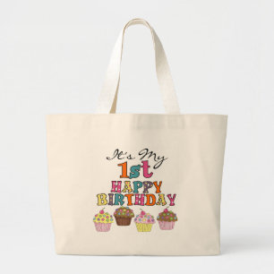  Cupcakes 1st Birthday Tshirts en Gifts Grote Tote Bag