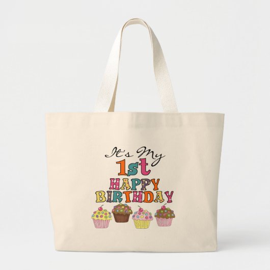  Cupcakes 1st Birthday Tshirts en Gifts Grote Tote Bag (Voorkant)