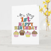  Cupcakes 1st Birthday Tshirts en Gifts Kaart (Gele Bloem)