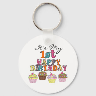  Cupcakes 1st Birthday Tshirts en Gifts Sleutelhanger
