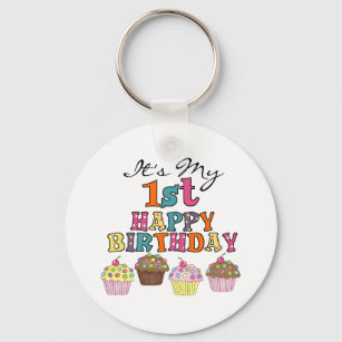  Cupcakes 1st Birthday Tshirts en Gifts Sleutelhanger