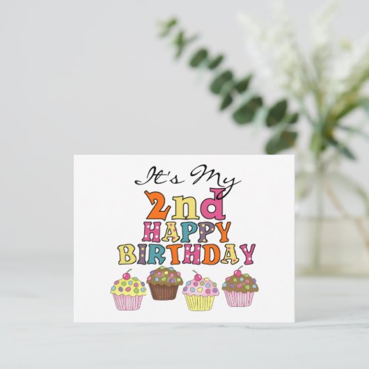 Cupcakes 2e Verjaardag Tshirts en geschenken Briefkaart (Staand voorkant)