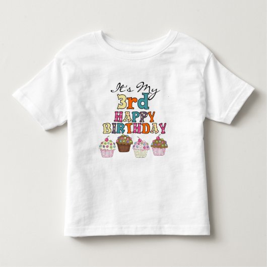 Cupcakes 3e Verjaardag Tshirts en geschenken (Voorkant)