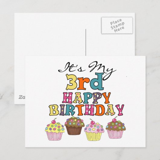 Cupcakes 3e Verjaardag Tshirts en geschenken Briefkaart (Voorkant / Achterkant)