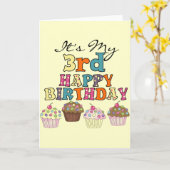  Cupcakes 3e Verjaardag Tshirts en geschenken Kaart (Gele Bloem)