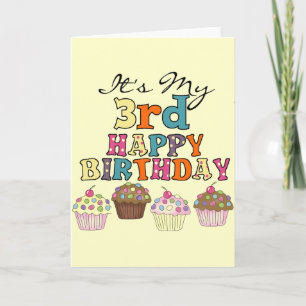 Cupcakes 3e Verjaardag Tshirts en geschenken Kaart