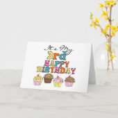  Cupcakes 3e Verjaardag Tshirts en geschenken Kaart (Gele Bloem)