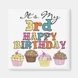 Cupcakes 3rd Birthday Tshirts en cadeaus Magneet