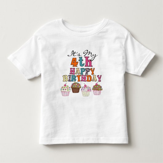  Cupcakes 4e Verjaardag Tshirts en geschenken (Voorkant)