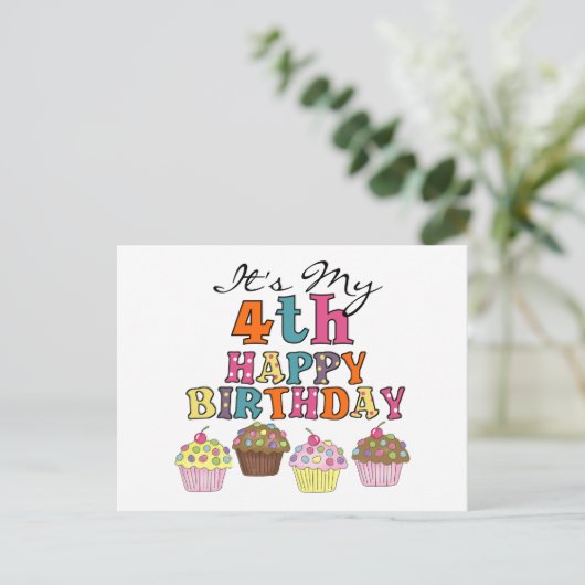 Cupcakes 4e Verjaardag Tshirts en geschenken Briefkaart (Staand voorkant)