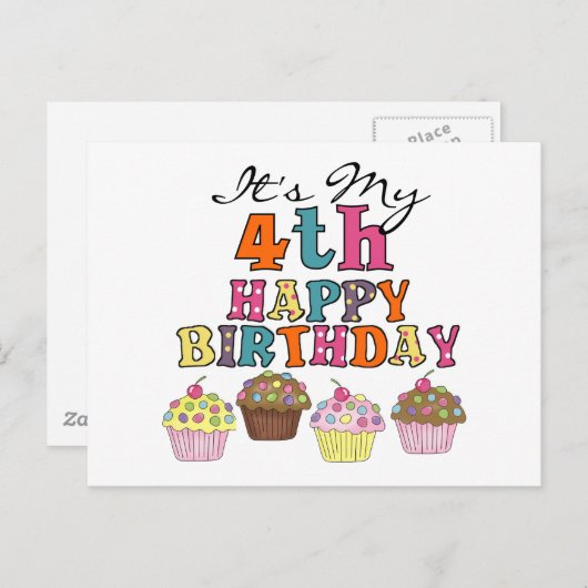  Cupcakes 4e Verjaardag Tshirts en geschenken Briefkaart (Voorkant / Achterkant)