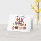  Cupcakes 4e Verjaardag Tshirts en geschenken Kaart (Gele Bloem)