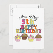 Cupcakes 5e Verjaardag Tshirts en geschenken Briefkaart (Voorkant / Achterkant)