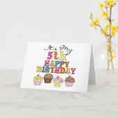 Cupcakes 5e Verjaardag Tshirts en geschenken Kaart (Gele Bloem)