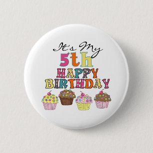 Cupcakes 5th Birthday Tshirts en Gifts Ronde Button 5,7 Cm